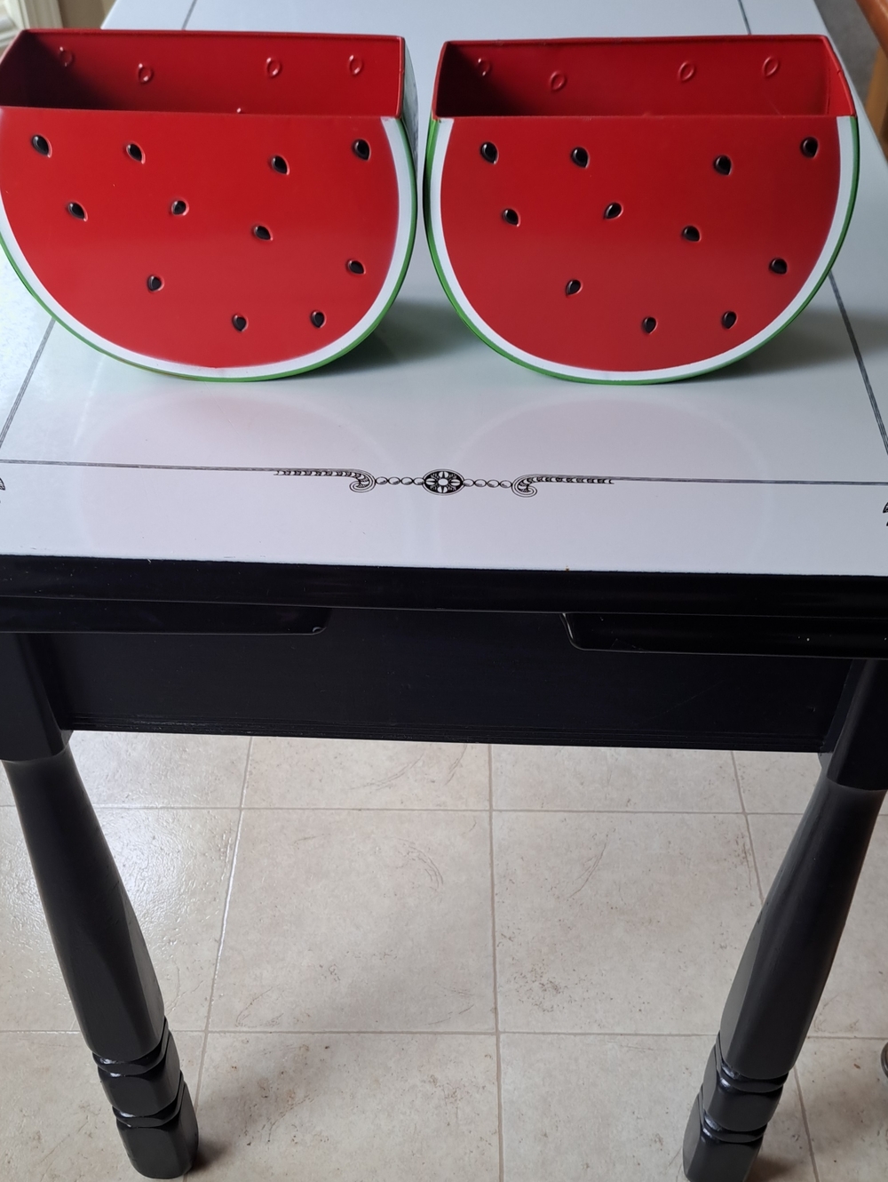 Metal Watermelon Decrative Storage Containers (Set Of 2) Sold Together